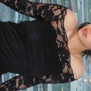 Lace off the shoulder black top